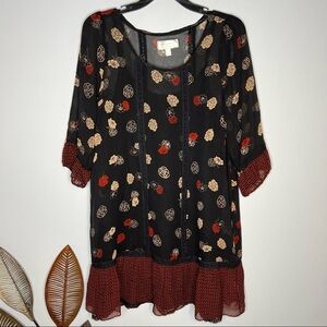 Moulinette Soeurs Anthropologie Floral Sheer Silk Dress